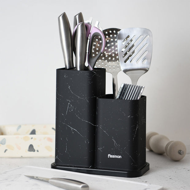 Black Marble Knives & Utensil Holder