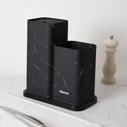 Black Marble Knives & Utensil Holder