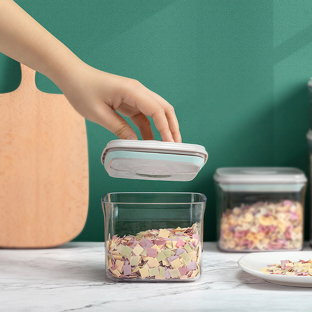 Ankou Airtight Container Set - (380ml 4 Pcs) Stackable One Button Openning  Food Containers for Snacks Candy Salt Herbs Spices BPA-Free Tranparent