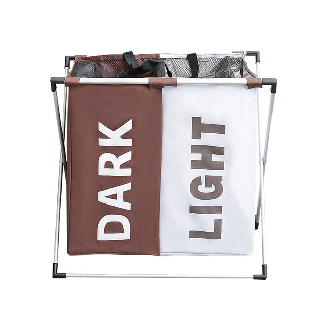 Brown/White Oxford 2 Compartments Laundry Rack