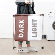 Brown/White Oxford 2 Compartments Laundry Rack with Handle