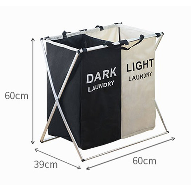 Black/Beige 2 Tier Dark & Light Laundry Rack Size