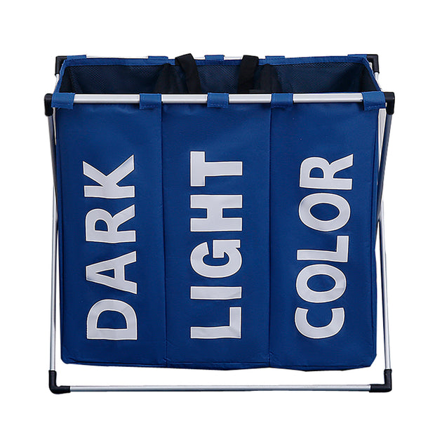 Blue Oxford 3 Compartments Laundry Rack Front