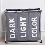 Grey Oxford 3 Compartments Laundry Rack Front
