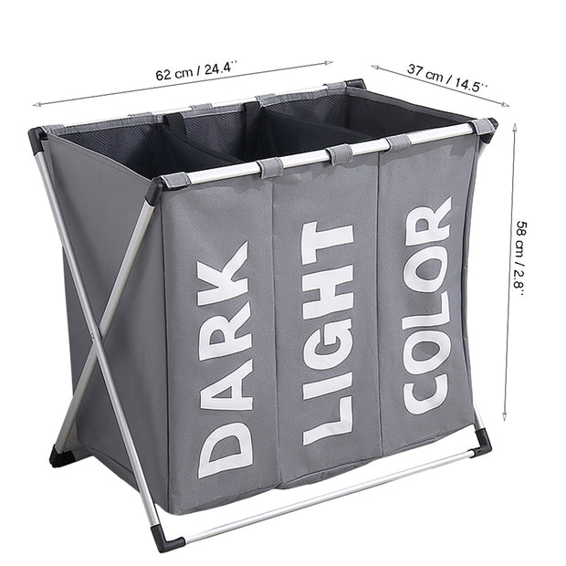 Grey Oxford 3 Compartments Laundry Rack Size