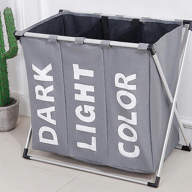 Grey Oxford 3 Compartments Laundry Rack Display