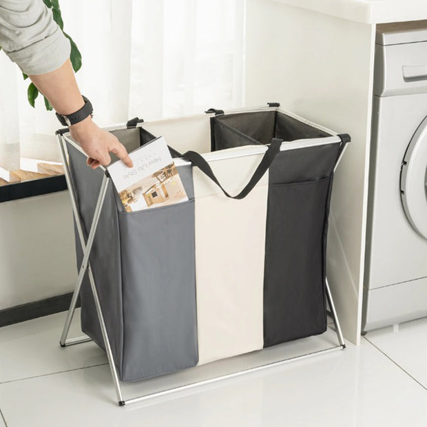 3 Compartments Laundry Rack Back Pocket