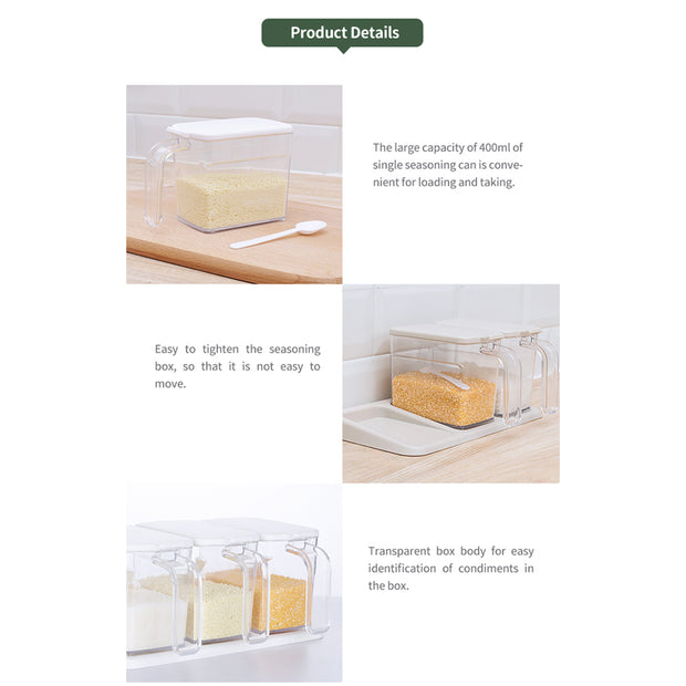 3pcs Clear Condiment Holder - White