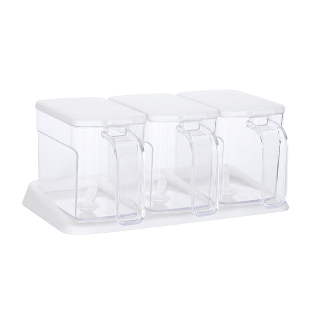 3pcs Clear Condiment Holder - White