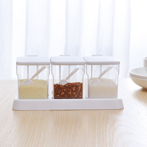 3pcs Clear Condiment Holder - White
