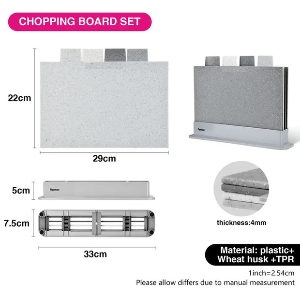 4pcs Chopping Board Set with Stand