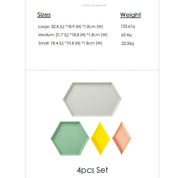 4pcs Geometric Tray Set Specifications