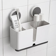 Bathroom Holder with Drainer Tray (Stick On) with Toothbrush & Toothpaste