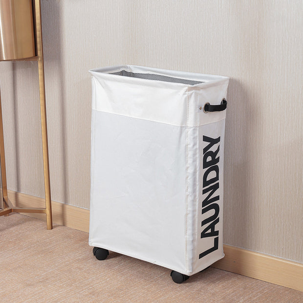 Beige Slim Laundry Bag with Wheels Display