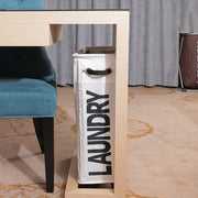 Beige Slim Laundry Bag with Wheels Under Desk
