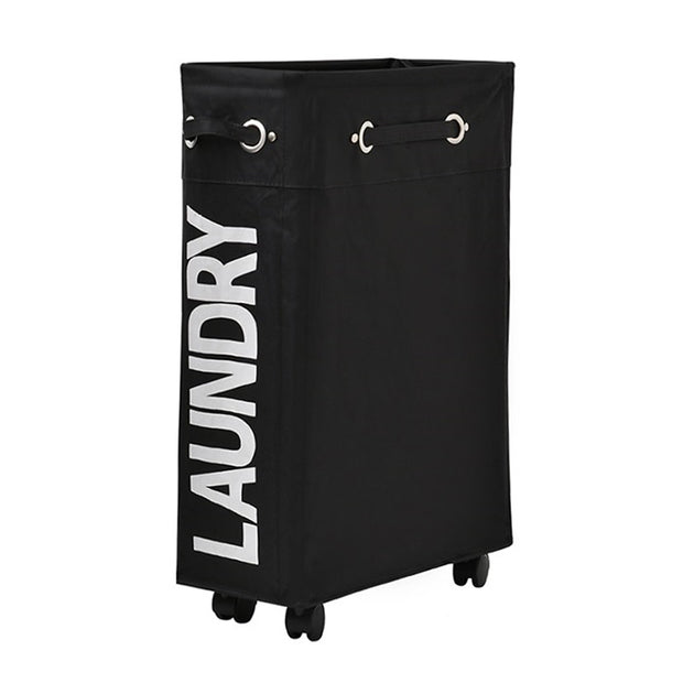 Black Slim Laundry Bag with Wheels