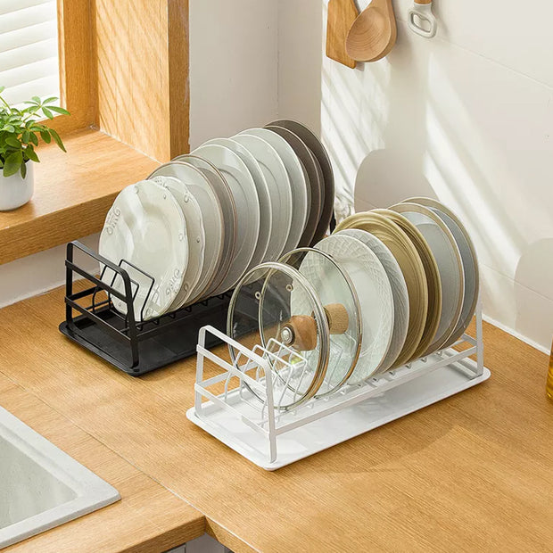 Black Dish Storage Rack with Bottom Tray 