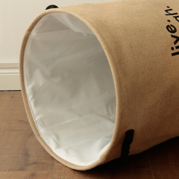 Brown Linen Fabric Live,Laugh,Love Laundry Basket Inner Fabric