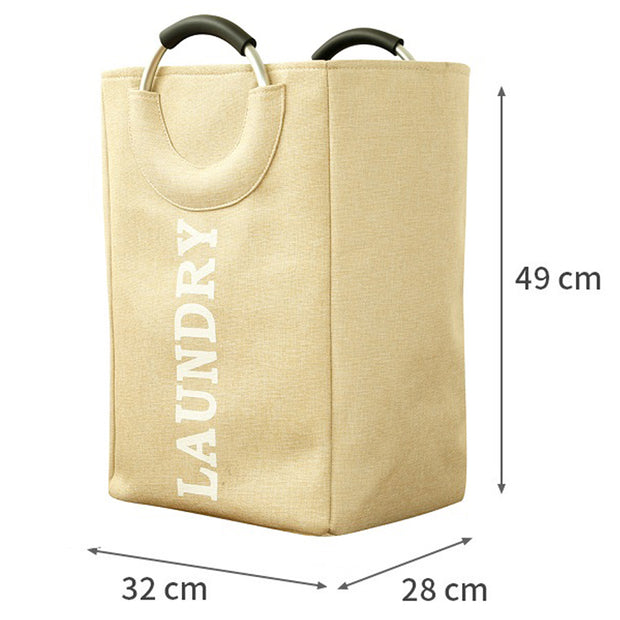 Hessian Fabric Cream Laundry Basket with Handle Size