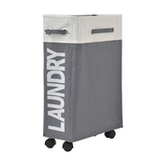 Beige/Dark Grey Slim Laundry Bag with Wheels