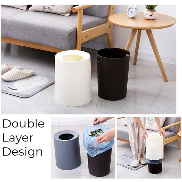 White Matte Thrash Bin, 8 Litres Double Layer Design