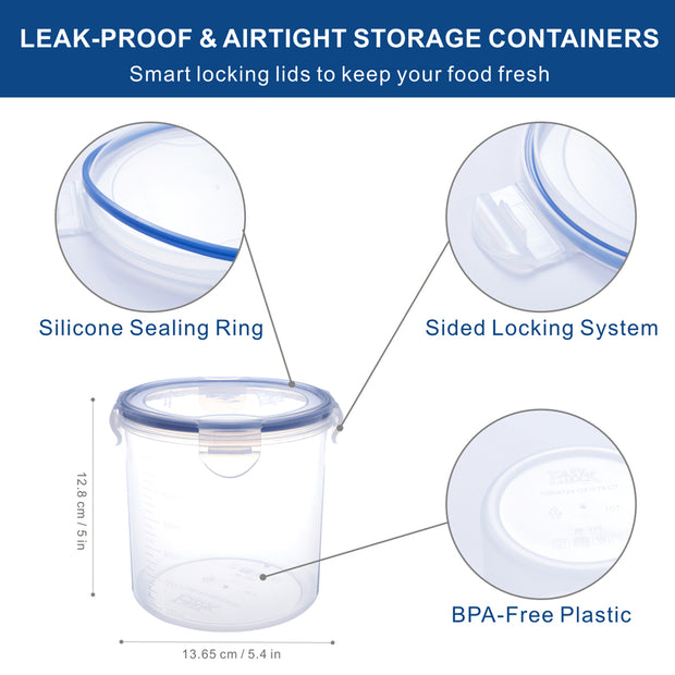 Tall Plastic Food Container - 1250ml x 2pcs