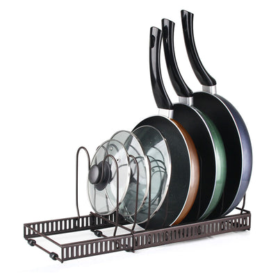 Extendable Pot & Pan Rack - Dark Coffee