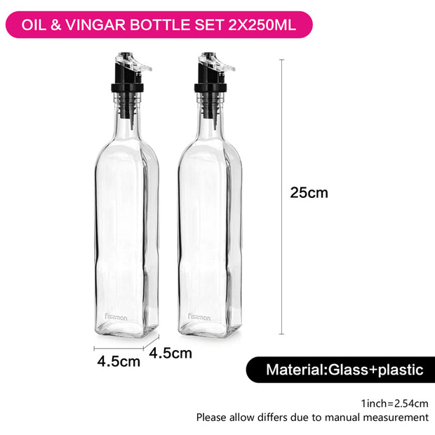 Oil & Vinegar Glass Bottles Set - 2x250ml