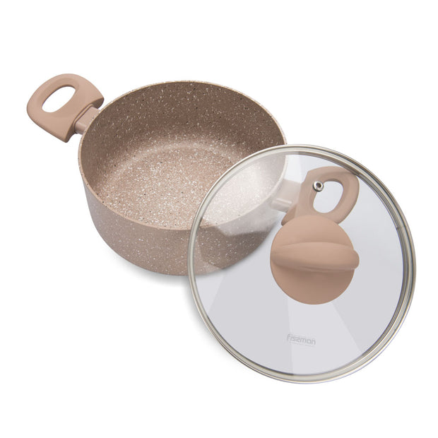 3pcs Latte Series Non-stick Cookware Set with Glass Lid