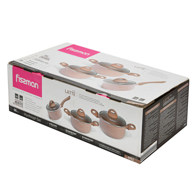 3pcs Latte Series Non-stick Cookware Set with Glass Lid