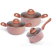 3pcs Latte Series Non-stick Cookware Set with Glass Lid
