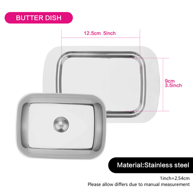 Butter Dish with Stainless Steel Cover Lid