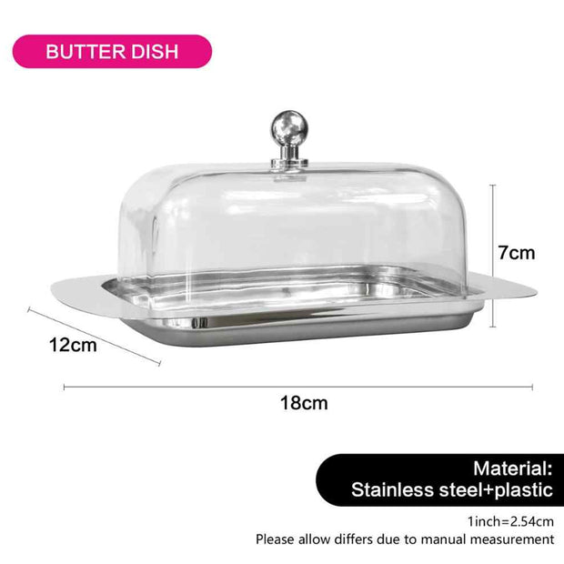 Fissman Butter Dish with Transparent Cover Lid 