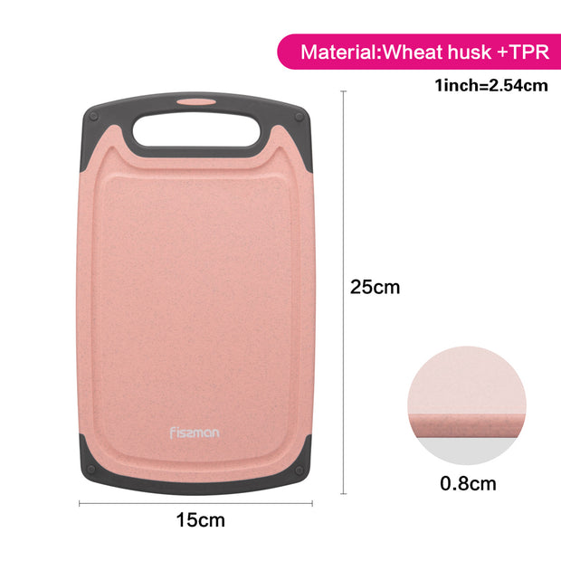 Rectangle Plastic Cutting Board with Handle - Pink, 25*15cm