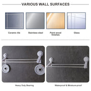 Suction Double Towel Bar with 2 Hooks