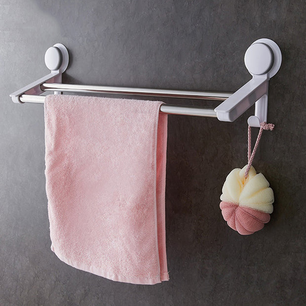 Suction Double Towel Bar with 2 Hooks