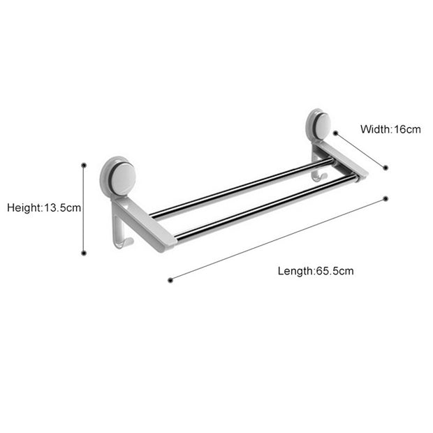 Suction Double Towel Bar with 2 Hooks