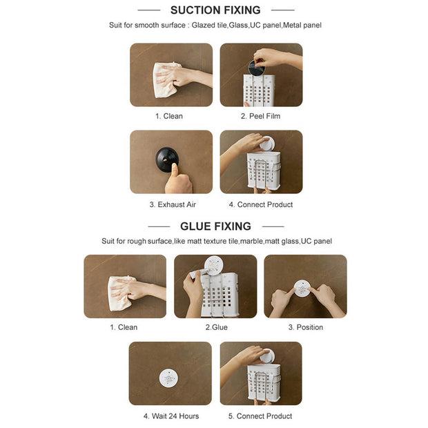 Suction Utensil Holder with Hooks