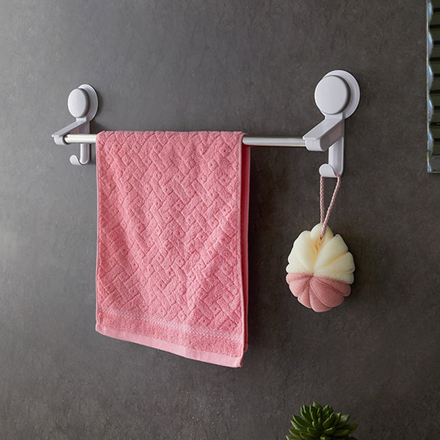 Suction Single Towel Bar with 2 Hooks