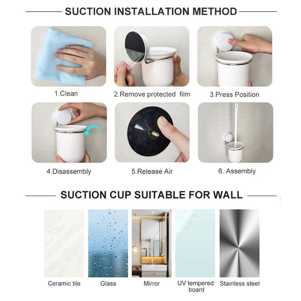 Suction Toilet Brush and Holder Set