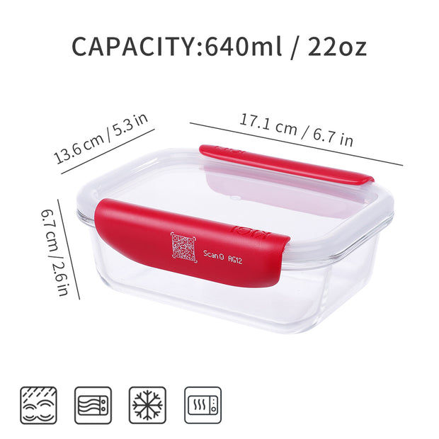 Smart Track Glass Food Container 640ml x 2pcs