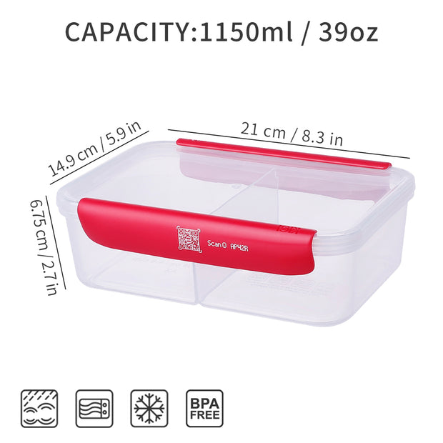 Smart Track Plastic Food Container - 1150ml x 2pcs