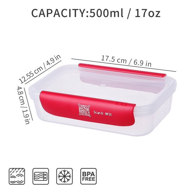 Smart Track Plastic Food Container - 800ml x 2pcs