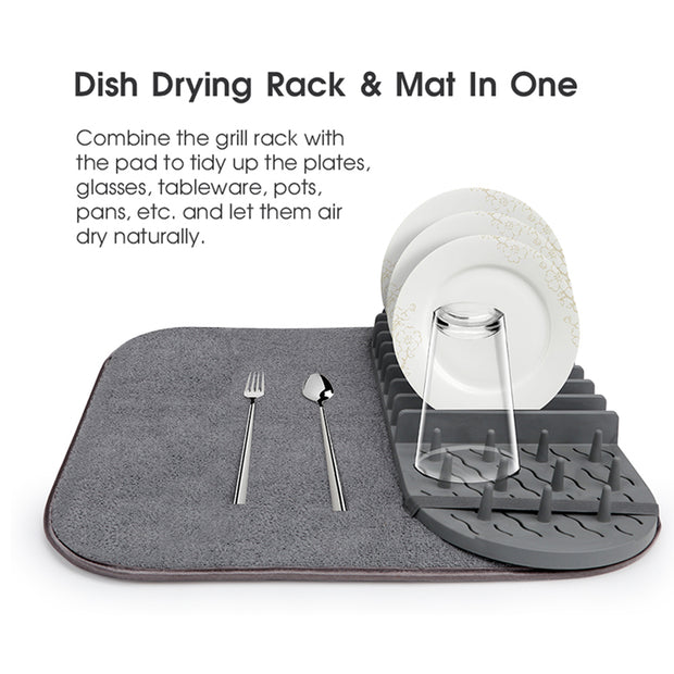 Kitchen Dish Drying Organizer with Microfiber Mat