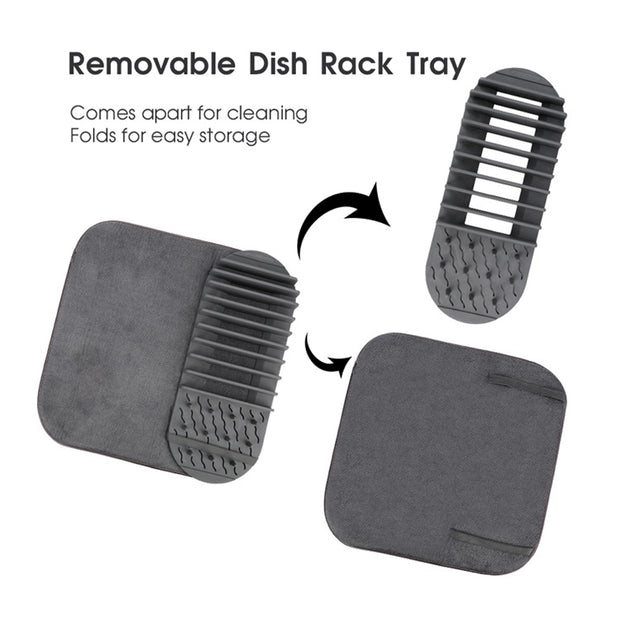 Kitchen Dish Drying Organizer with Microfiber Mat