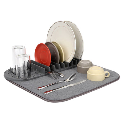 Kitchen Dish Drying Organizer with Microfiber Mat