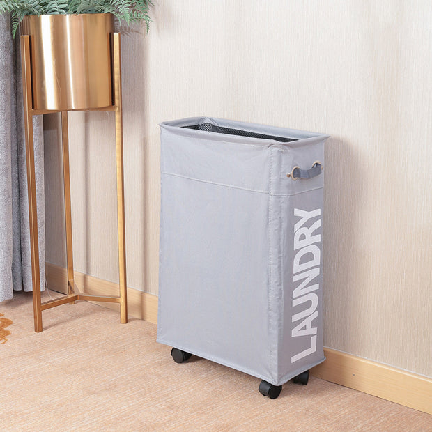 Light Grey Slim Laundry Bag with Wheels Display