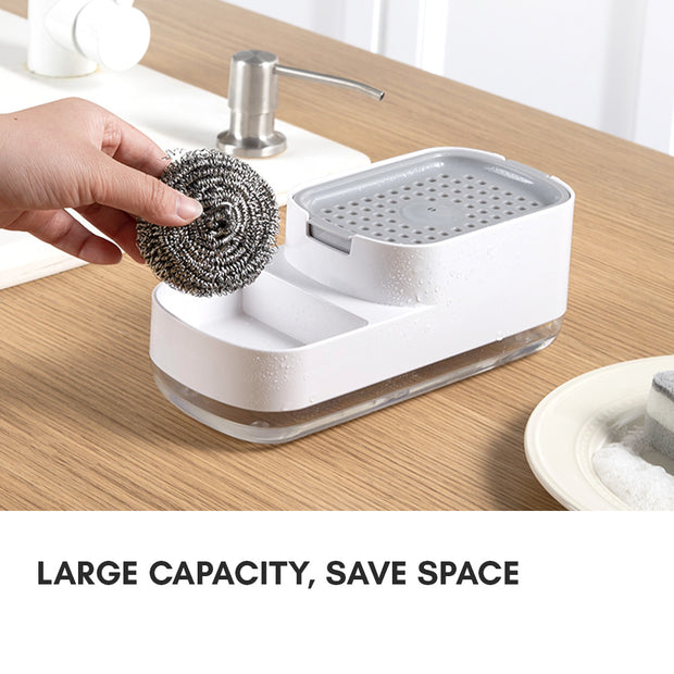Sponge Soap Dispenser with Side Holder - White