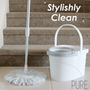 White Magic Pure Spin Mop Set (2 Mop head + Handle + Bucket)