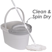 White Magic Pure Spin Mop Set (2 Mop head + Handle + Bucket)